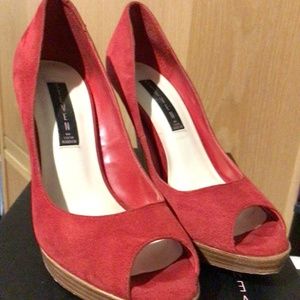 Steve Madden Peep Toe Pumps with Wood Heel and Platform.